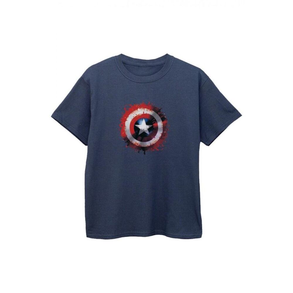 Captain America Boys Art Shield T-Shirt / Navy Blue